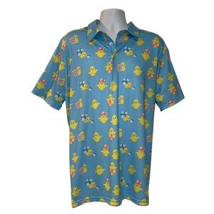 Men’s Easter Chicks & Eggs Novelty Polo Shirt Size XXL – Funny Golf /Party Shirt